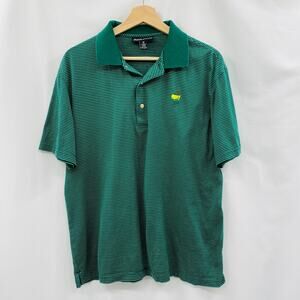 Masters green striped golf polo